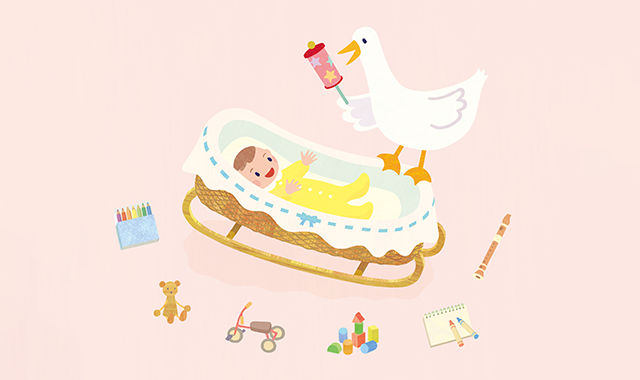 赤ちゃんとダック