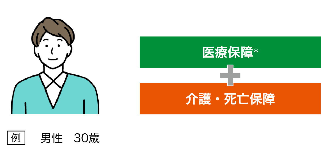 例 男性 30歳 医療保障＊ 介護・死亡保障