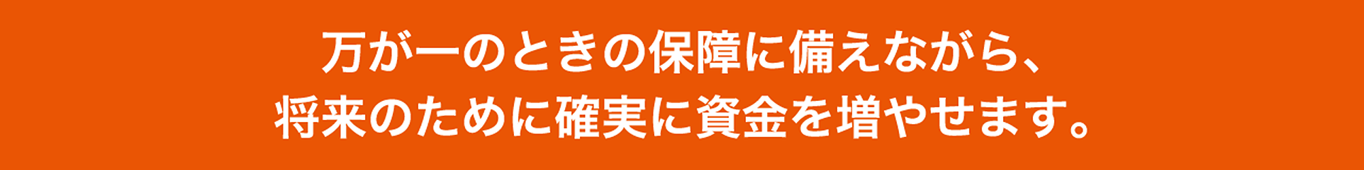 万が一のときの保障に備えながら、将来のために確実に資金を増やせます。