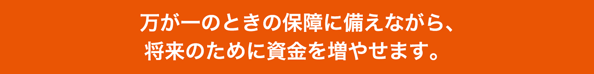 万が一のときの保障に備えながら、将来のために資金を増やせます。