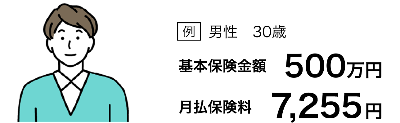 例 男性30歳 基本保険金額500万円 月払保険料7,255円