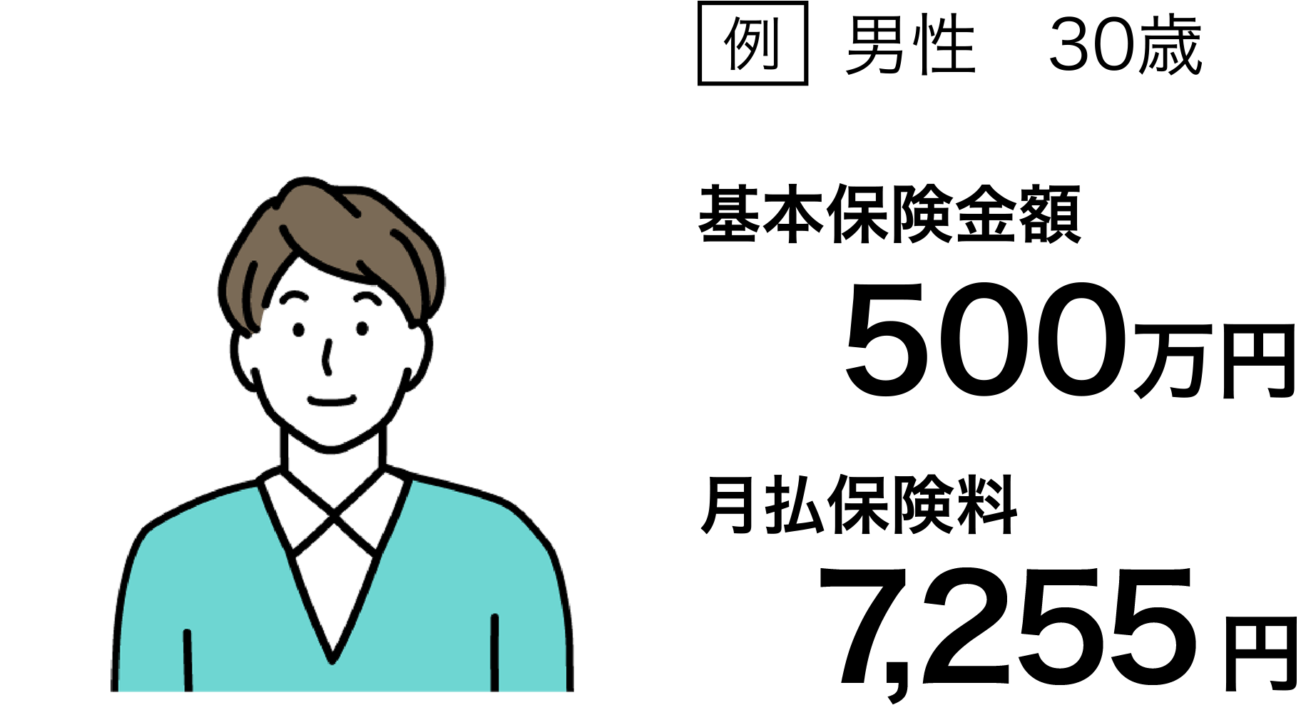 例 男性30歳 基本保険金額500万円 月払保険料7,255円