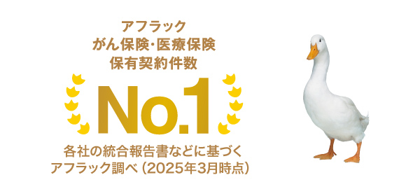 アフラック がん保険・医療保険 保有契約件数 No.1 各社の統合報告書などに基づくアフラック調べ(2025年3月時点)